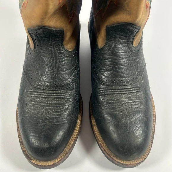 Twisted X Mens Western Boots Size 7 1/2 D‎ Brown Black Square Toe Embroidered - Picture 3 of 12